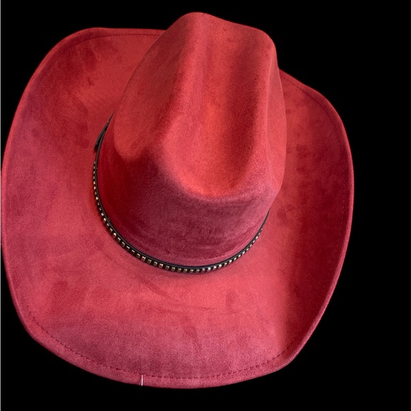 Western cowboy cowgirl felt hat wine colored multicolored studded hat band - Picture 2 of 4